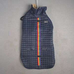Shaggleton Collection Quilted Dog Coat Rainbow Stripe Sherpa Lined Size 26